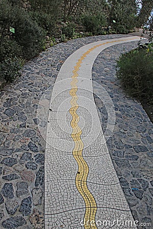 A mosaic yellow brick road at the Eden Project in Cornwall, England Stock Photo