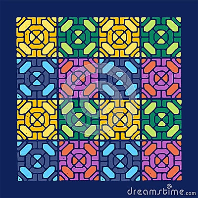 Mosaics color geometrical ornament Vector Illustration