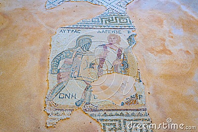 Mosaics at the Gladioators house at ancient Kourion on Cyprus Editorial Stock Photo