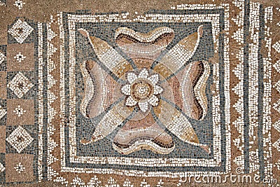 Mosaics at The Great Baths in Dion Stock Photo