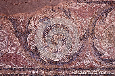 Mosaics in the ruins of early Byzantine basilica in Ohrid Stock Photo