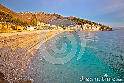 Moscenicka Draga turquoise beach at sunrise Stock Photo