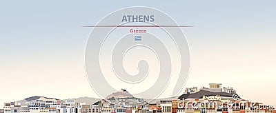 Vector illustration of Athens city skyline on colorful gradient beautiful daytime background Vector Illustration