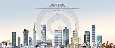 Vector illustration of Warsaw city skyline on colorful gradient beautiful daytime background Vector Illustration