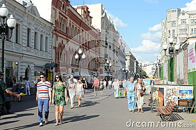 Moscow Arbat Street Evening Summer day Editorial Stock Photo