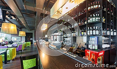 MOSCOW - AUGUST 2014: The interior of the bar restaurant Editorial Stock Photo