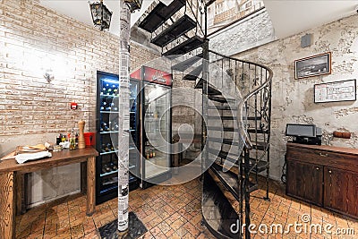 MOSCOW - AUGUST 2014: The interior Italian pizzeria Editorial Stock Photo