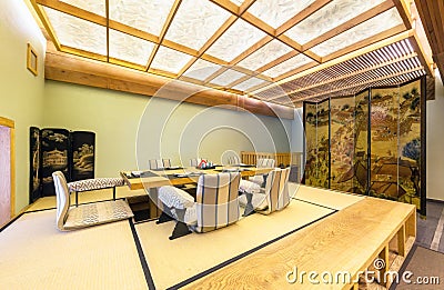 MOSCOW - AUGUST 2014: Interior of the Japanese restaurant Editorial Stock Photo