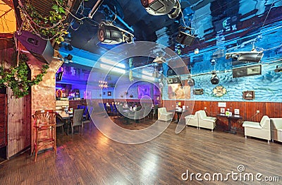 MOSCOW - AUGUST 2014: Interior of the night club Editorial Stock Photo