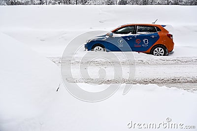 Moscow carsharing service snow-covered car Editorial Stock Photo