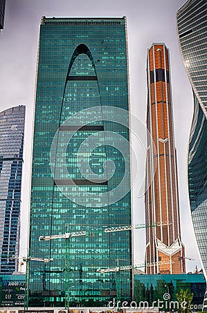 Moscow City. The center of business in Russia. Conduction of financial transactions. Moscow Russia. Editorial Stock Photo