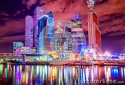 Moscow city by the night Stock Photo