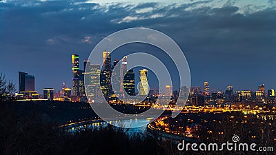 Moscow City skyscrapers at night Stock Photo