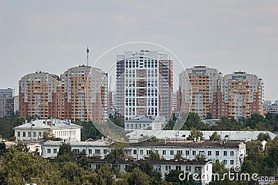 Moscow cityscape view, block of apartment buildings Stock Photo