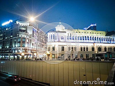 Moscow evening city center view of Arbv Street Stock Photo