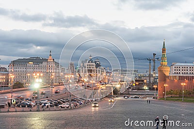 Moscow Evening Street scene. Editorial Stock Photo