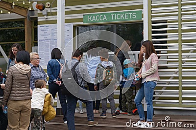 Queue of people to tickets office waits for tikets Editorial Stock Photo