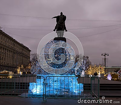 Moscow, ice clock Editorial Stock Photo