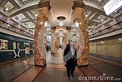 Moscow - 10 January 2017: Komsomolskaya metro station Editorial Stock Photo