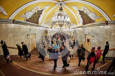 Moscow - 10 January 2017: Komsomolskaya metro station Editorial Stock Photo