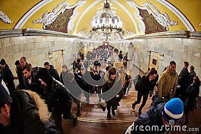 Moscow - 10 January 2017: Komsomolskaya metro station Editorial Stock Photo