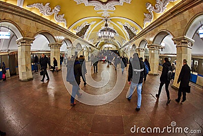 Moscow - 10 January 2017: Komsomolskaya metro station Editorial Stock Photo