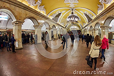 Moscow - 10 January 2017: Komsomolskaya metro station Editorial Stock Photo