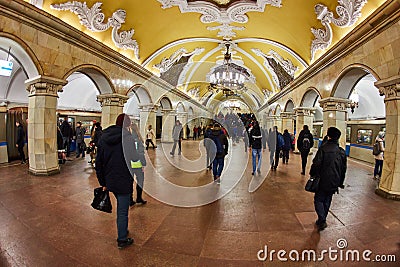 Moscow - 10 January 2017: Komsomolskaya metro station Editorial Stock Photo