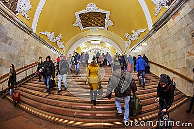 Moscow - 10 January 2017: Komsomolskaya metro station Editorial Stock Photo