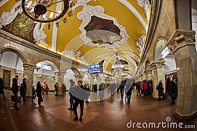 Moscow - 10 January 2017: Komsomolskaya metro station Editorial Stock Photo