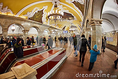 Moscow - 10 January 2017: Komsomolskaya metro station Editorial Stock Photo