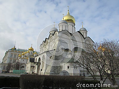 Moscow, the Kremlin, the Archangel Cathedral, the Annunciation Cathedral and the Grand Kremlin Palace Stock Photo