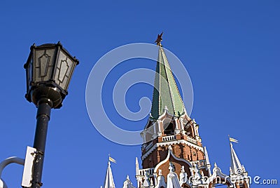 Architecture of Moscow Kremlin. Trinity tower Stock Photo