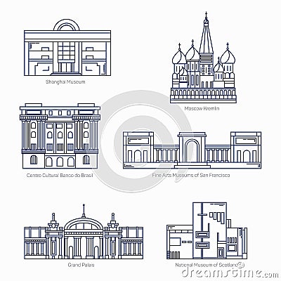 Moscow Kremlin, Bank of Brazil Cultural Center, Fine Arts Museums of Vector Illustration