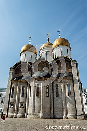 Dormition Cathedral in Moscow Kremlin, Russia. Editorial Stock Photo