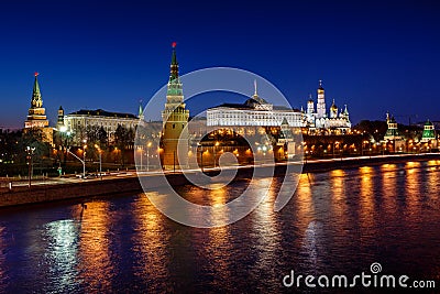 Moscow Kremlin Embankment and Vodovzvodnaya Tower Stock Photo