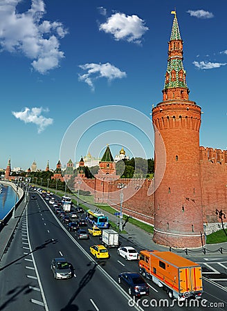 Moscow Kremlin in the morning rush hour Editorial Stock Photo