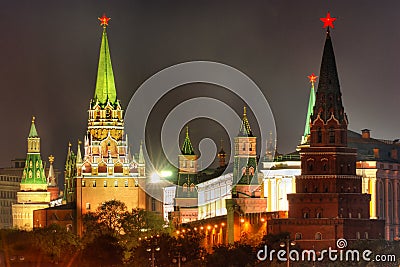 Moscow Kremlin at night Stock Photo