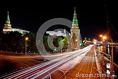 Moscow Kremlin at night Stock Photo