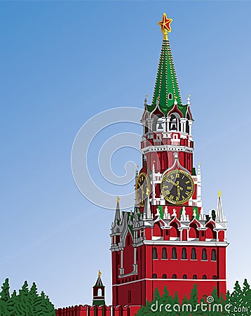 Moscow Kremlin.Russia.Iillustration Vector Illustration