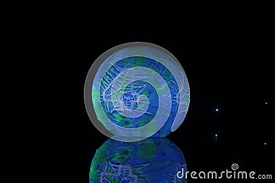 Moscow Lightfest. Nightly aqua ball on a lake in Ostankino Park. Nightly aqua ball on a lake in Ostankino Park. Editorial Stock Photo