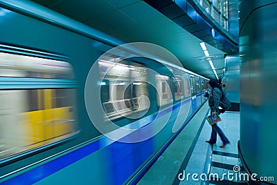 Moscow metro passengers Stock Photo