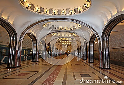 Moscow Metro station Mayakovskaya Editorial Stock Photo