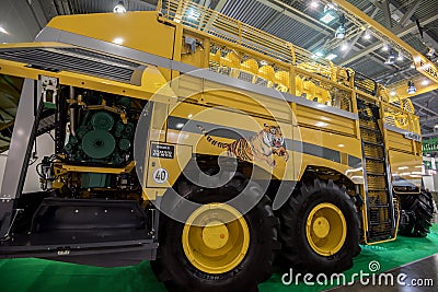 MOSCOW - OCTOBER 05, 2016: Harvester at Agrosalon Editorial Stock Photo