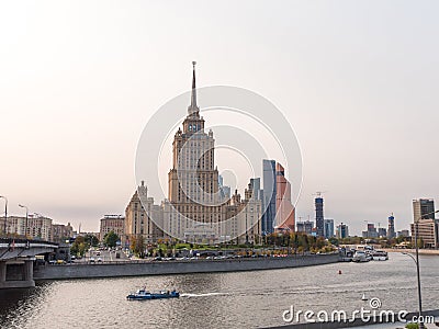 MOSCOW - OCTOBER 14: Moscow Stalin era tower building of Ukraine hotel on October 14, 2017 in Moscow, Russia Editorial Stock Photo