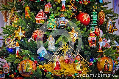 Christmas Toy Museum decorations in Klin town Stock Photo