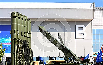 Launcher containers of the Russian modern anti-aircraft missile system Editorial Stock Photo