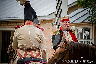 MOSCOW REGION - SEPTEMBER 06: Historical reenactment battle of Borodino at its 203 anniversary. Editorial Stock Photo