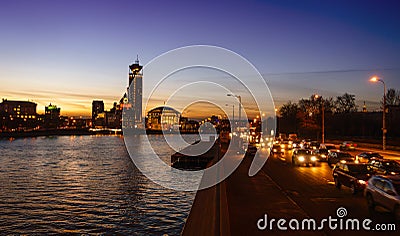 Moscow River at night Stock Photo