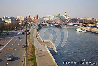 Moscow river. Prechistenskaya embankment Editorial Stock Photo